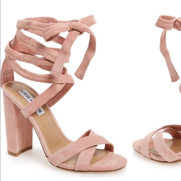 light pink block heels